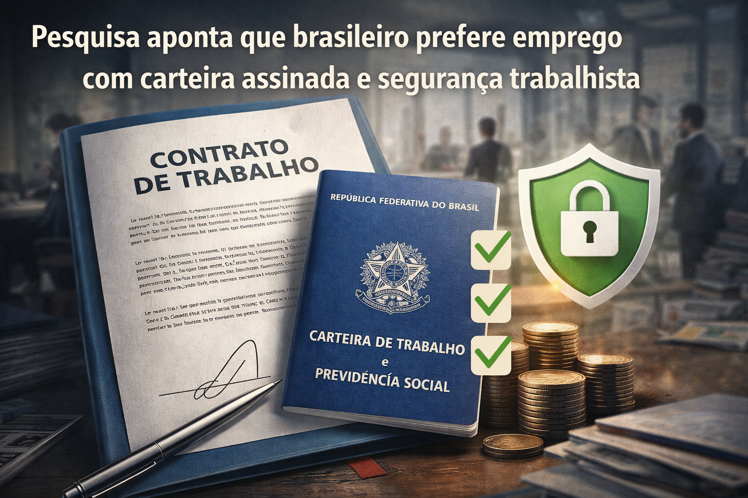 Pesquisa aponta que brasileiro prefere emprego com carteira assinada e segurança trabalhista