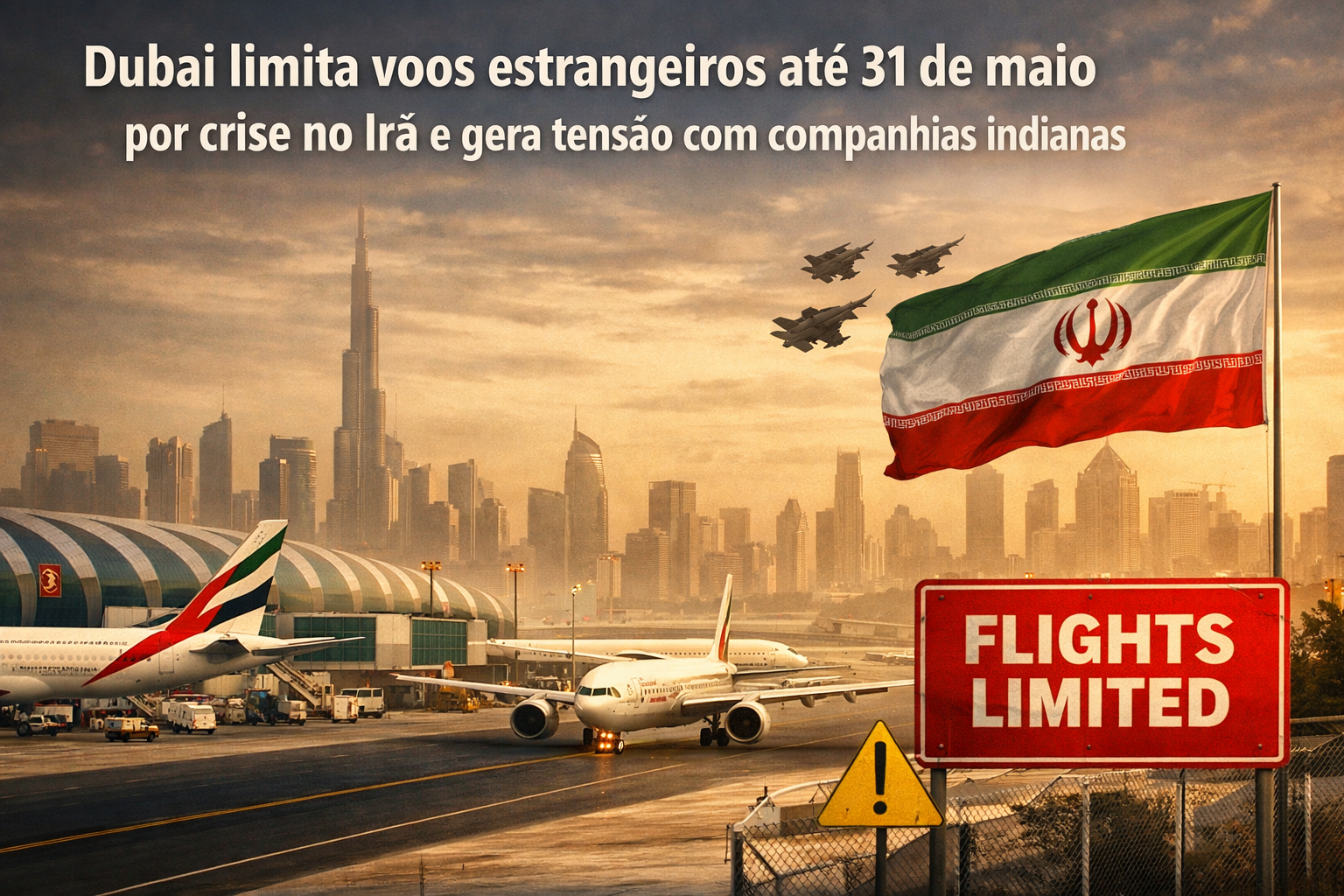 Dubai limita voos estrangeiros até 31 de maio por crise no Irã e gera tensão com companhias indianas