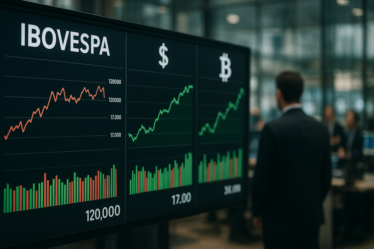 Ibovespa futuro sobe junto com alta do Bitcoin e queda do dólar nesta segunda-feira